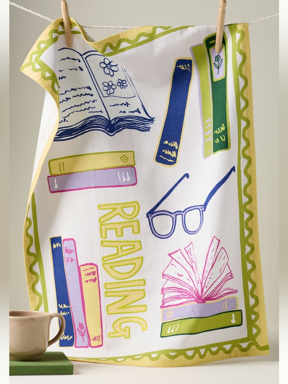 Anthropologie Amuse La Bouche Reading Dish Towel New